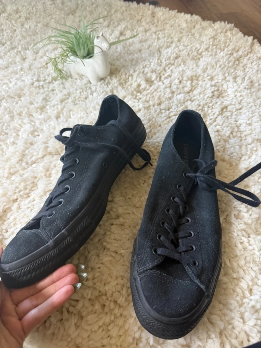Classic Converse like new skater, athletic trendy Men's Black Low-Top Canvas Sne